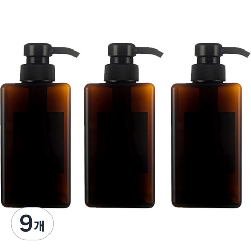 샴푸 바디클렌저 펌프 욕실 공병 용기 450ml, 갈색(용기), 9개