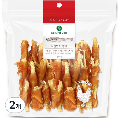 네츄럴코어 강아지 치킨말이 황태 간식, 혼합맛(치킨/황태), 220g, 2개