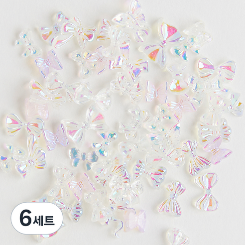 로나우디 고급 대용량 오로라 리본 앤 나비 네일파츠 L02012, 6세트, 랜덤발송