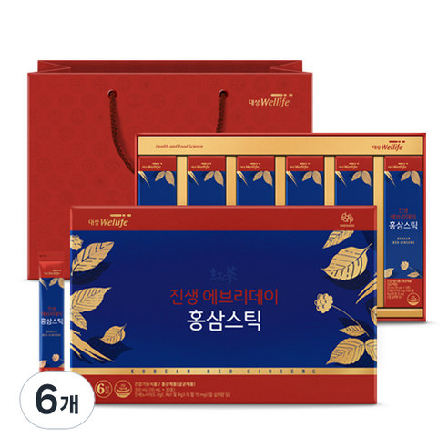 대상웰라이프 진생 에브리데이 홍삼스틱 + 쇼핑백, 300ml, 6개