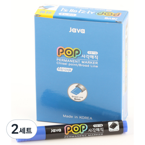 자바펜 POP 사각매직, 파랑, 24개