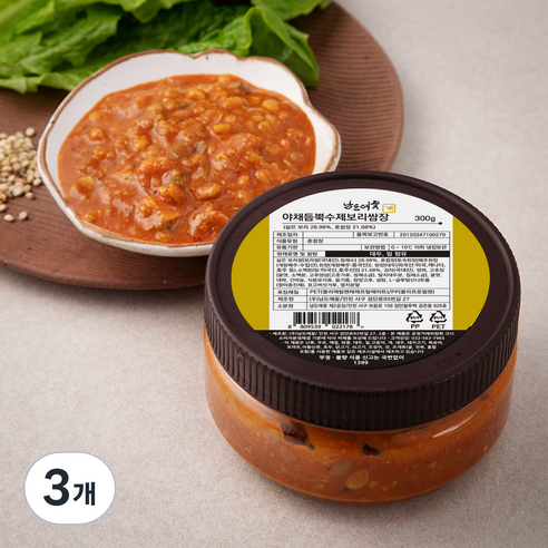 남도애꽃 야채듬뿍 수제보리쌈장, 300g, 3개