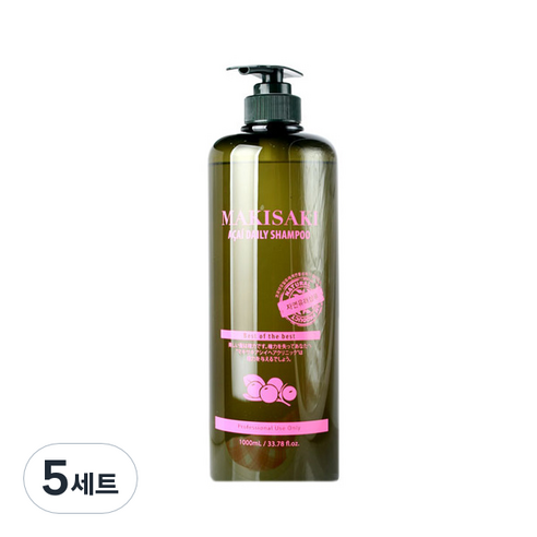 마키사키 아사이 데일리 샴푸 1000ml + 고급헤어브러쉬 랜덤 발송, 5세트