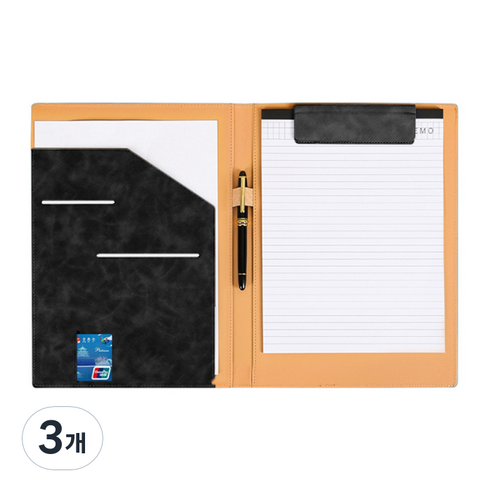 알로데 프리미엄 A4 마그넷 클립보드, TYPE 06 블랙 메모지포함, 3개