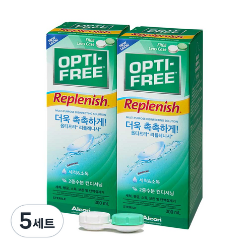 옵티프리 리플레니시 렌즈세정액 2p + 렌즈케이스, 300ml, 5세트