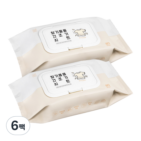 깔끔대장 향기폴폴 건조기시트 섬유유연제 화이트폴폴 본품, 6개, 80매