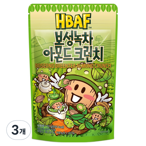 바프 보성녹차 아몬드 크런치, 170g, 3개