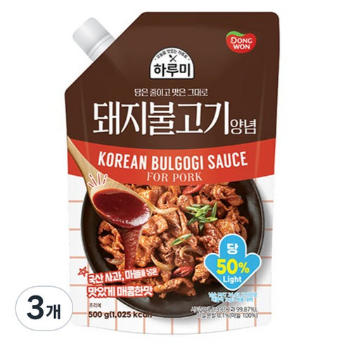 동원 하루미 돼지불고기 양념, 3개, 500g