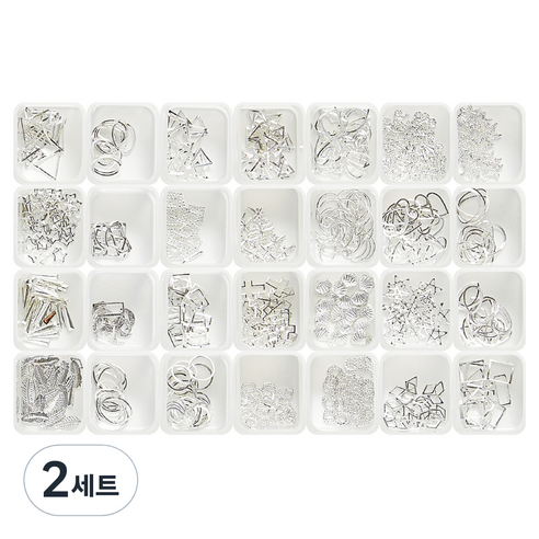 메이브라운 네일파츠 아트세트 C 네일참 28종 실버 MSM28, 혼합색상, 2세트