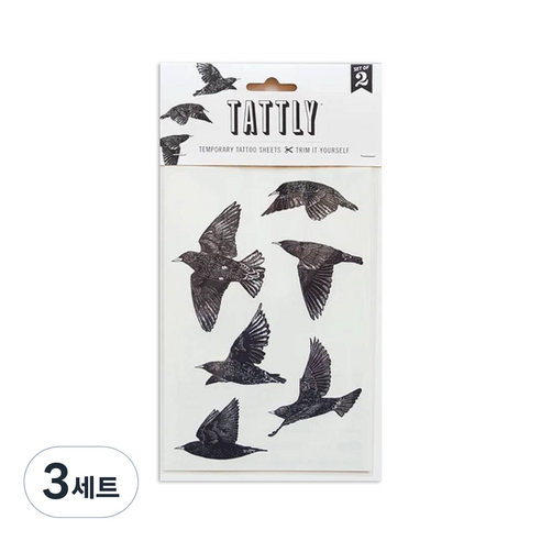 태틀리 타투 스티커 시트 2p, 유로피언 스털링즈, 3세트