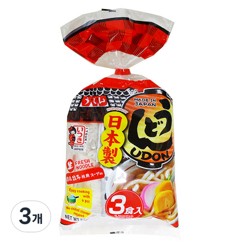 이츠키 우동 3인분, 627g, 3개