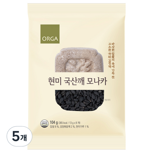 ORGA 현미 국산깨 모나카, 104g, 5개
