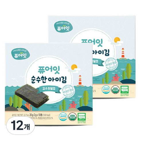 퓨어잇 순수한 아이김, 김&천일염, 20g, 12개