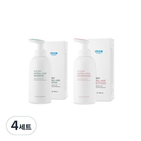 애터미 한방 샴푸 500ml + 한방 헤어컨디셔너 500ml 세트, 4세트