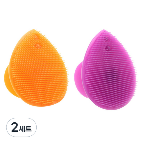 피부사랑 실리콘 클렌징 패드 2p 세트, 오렌지, 퍼플, 2세트