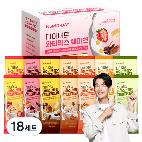 뉴트리디데이 다이어트 쉐이크 파티믹스 7종 x 2p 세트 350g, 18세트