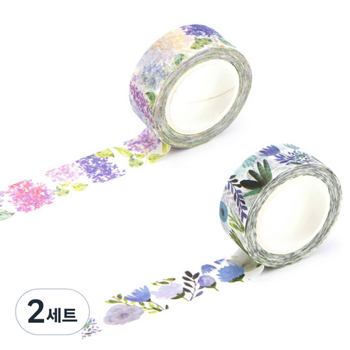 라이프포인트 내츄럴 일러스트 마스킹 테이프 05보라별꽃 세트, 05보라별꽃, 10정향, 2세트
