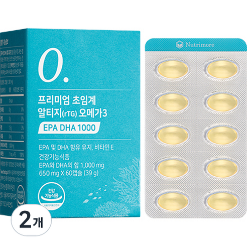 뉴트리모어 프리미엄 초임계 알티지 오메가3 EPA+DHA 1000mg 39g, 60캡슐, 2개 뇌하수체 Best Top5