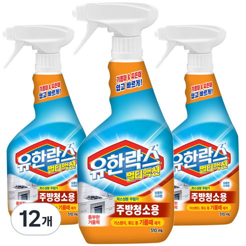 유한락스 멀티액션 주방청소, 510ml, 12개