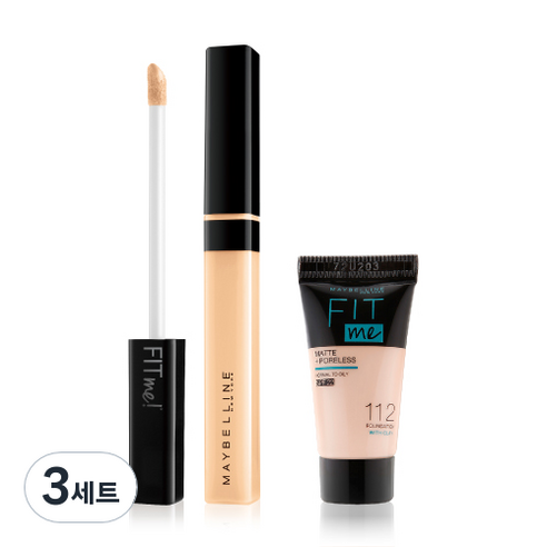 메이블린 핏미 컨실러 7ml + 미니 파운데이션 5ml 세트, 20 샌드(컨실러), 랜덤발송(파운데이션), 3세트