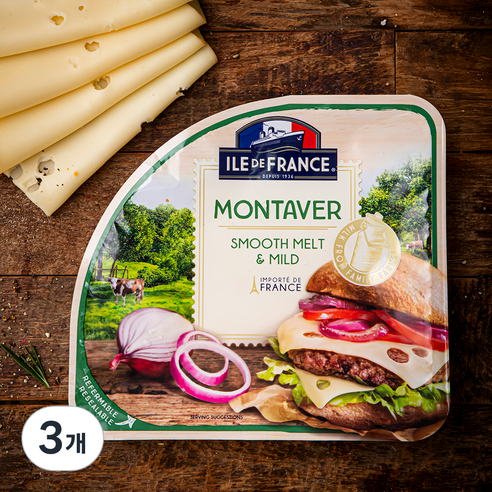 일드프랑스 몽태버 슬라이스 가공치즈, 150g, 3개
