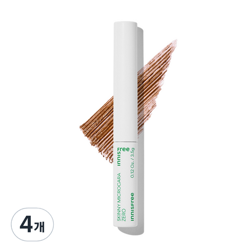 이니스프리 스키니 꼼꼼 마스카라 Zero 3.5g, 2호 브라운, 4개
