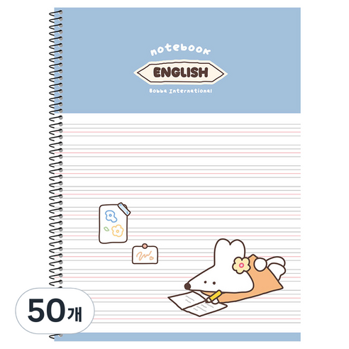 뭉구 1000 보바 스프링 영어노트, 블루, 50개