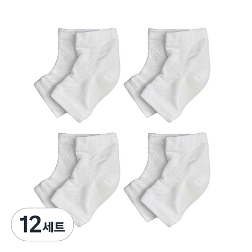 생활더하기 풋케어 발 뒤꿈치 보습 패드 양말 화이트, 1개입, 12세트