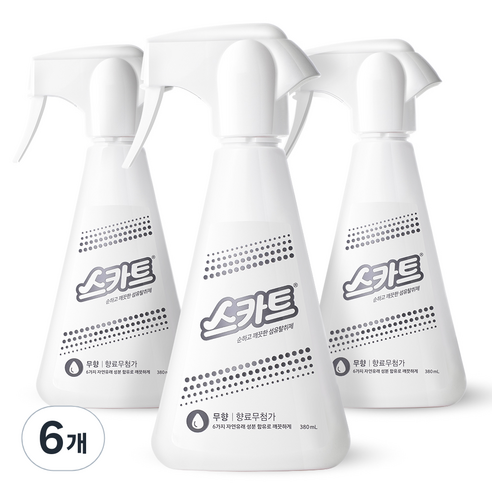 스카트 순하고 깨끗한 섬유탈취제 무향 본품, 380ml, 6개