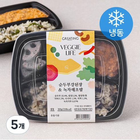 그리팅 순두부강된장 & 녹차해초밥 (냉동), 300g, 5개