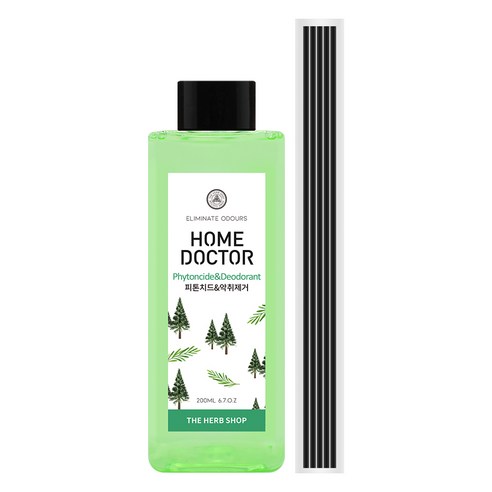 더허브샵 홈닥터 리필오일 + 섬유스틱 5p 세트, 피톤치드&악취제거, 200ml