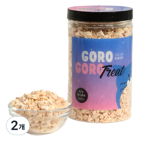 gorogoro 반려동물 동결건조 미니큐브 치킨트릿, 100g, 2개, 치킨