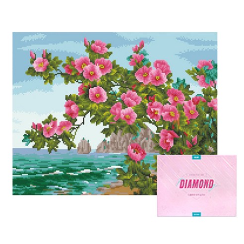 디클레어 액자 캔버스형 보석십자수 DIY 키트 40 x 50 cm, 동백섬, 1세트