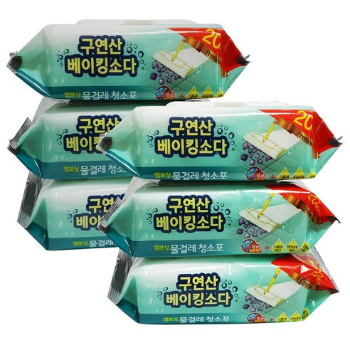 에파타클린업 구연산 베이킹소다 물걸레청소포 중형 20p, 20매, 6개입