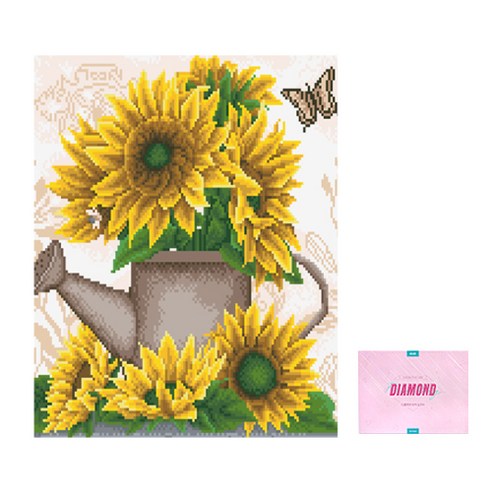 디클레어 액자 캔버스형 보석십자수 DIY 키트 40 x 50 cm, 1세트, 해바라기 화원