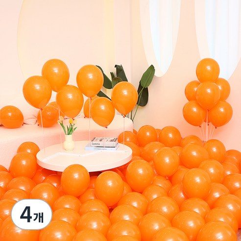 피앤비유니티 스탠다드 라운드 풍선 25cm 100p, 16 오렌지, 4개