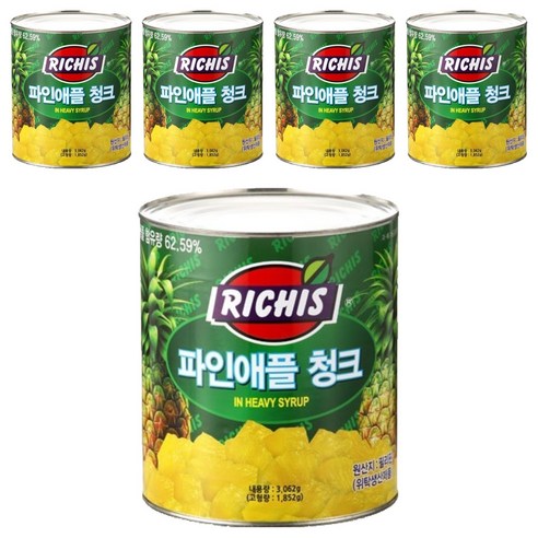 (주)동서 파인애플청크 캔, 3.062kg, 5개