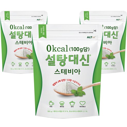 바이오믹스 설탕대신 스테비아 에리스리톨 설탕, 180g, 3개