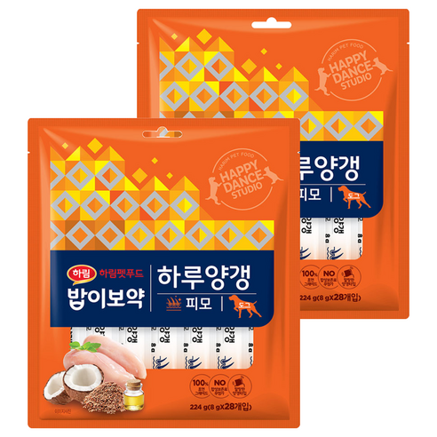 하림펫푸드밥이보약 강아지 하루양갱 파우치, 피모, 224g, 2개
