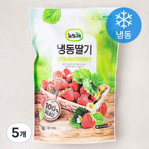 뉴뜨레 국내산 냉동딸기 (냉동), 1kg, 5개