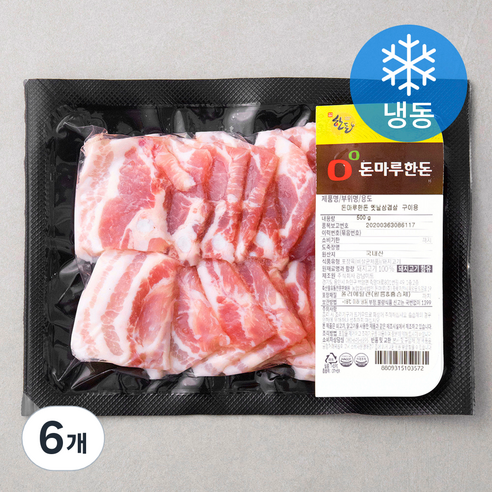 돈마루한돈 옛날 삼겹살 구이용 (냉동), 500g, 6개