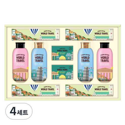 LG생활건강 유럽트레블뉴월드 T호 + 쇼핑백 선물세트, 4세트