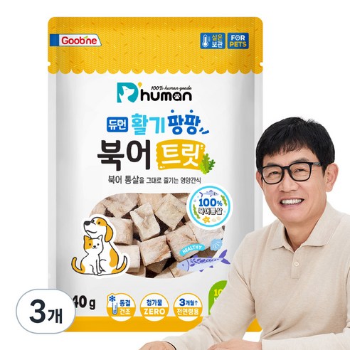 듀먼 반려동물 활기팡팡 트릿, 북어, 40g, 3개