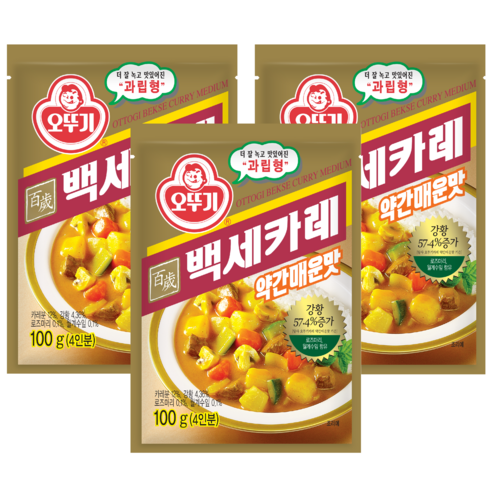 오뚜기 백세 카레 약간매운맛, 100g, 3개