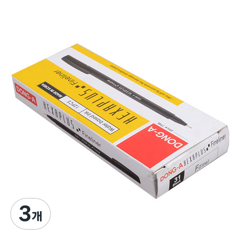 동아 헥사 파인라이너 수성펜 0.5mm x 12p, 흑색, 3개
