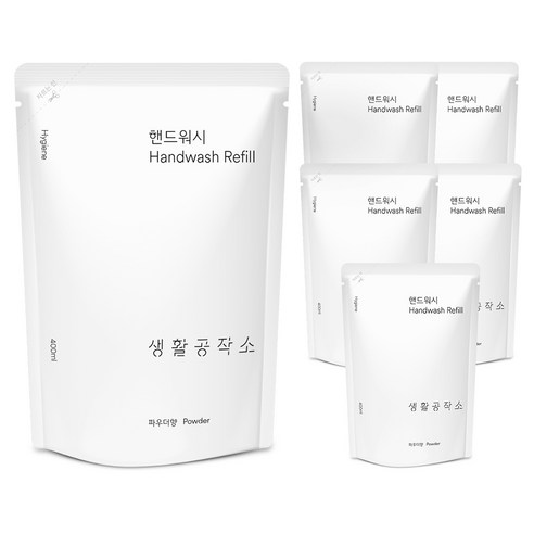 생활공작소 핸드워시 리필 파우더향, 6개, 400ml 바디/세안