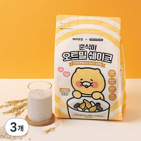 헤이오트 춘식이 오트밀 쉐이크 25p, 625g, 3개