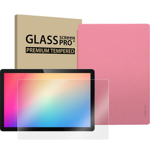 APEX 태블릿PC U10PRO + 강화유리필름 + 커버 케이스 세트, 그레이(태블릿 PC), 핑크(케이스), 64GB