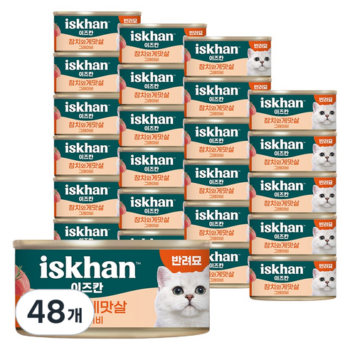 이즈칸 고양이 그레이비 캔, 80g, 48개, 참치와 게맛살