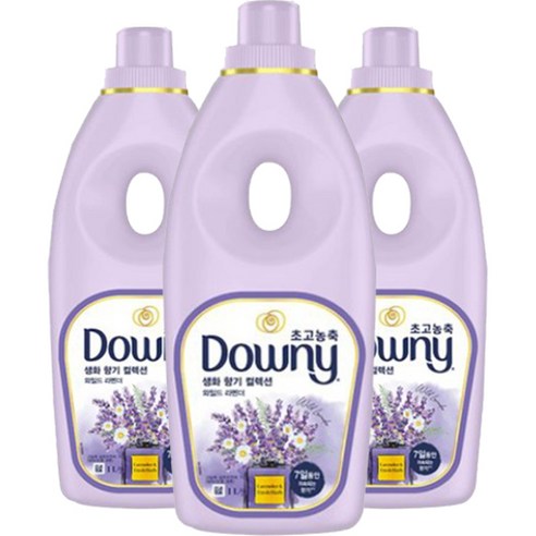 다우니 섬유유연제 생화향기 와일드 라벤더, 1L, 3개